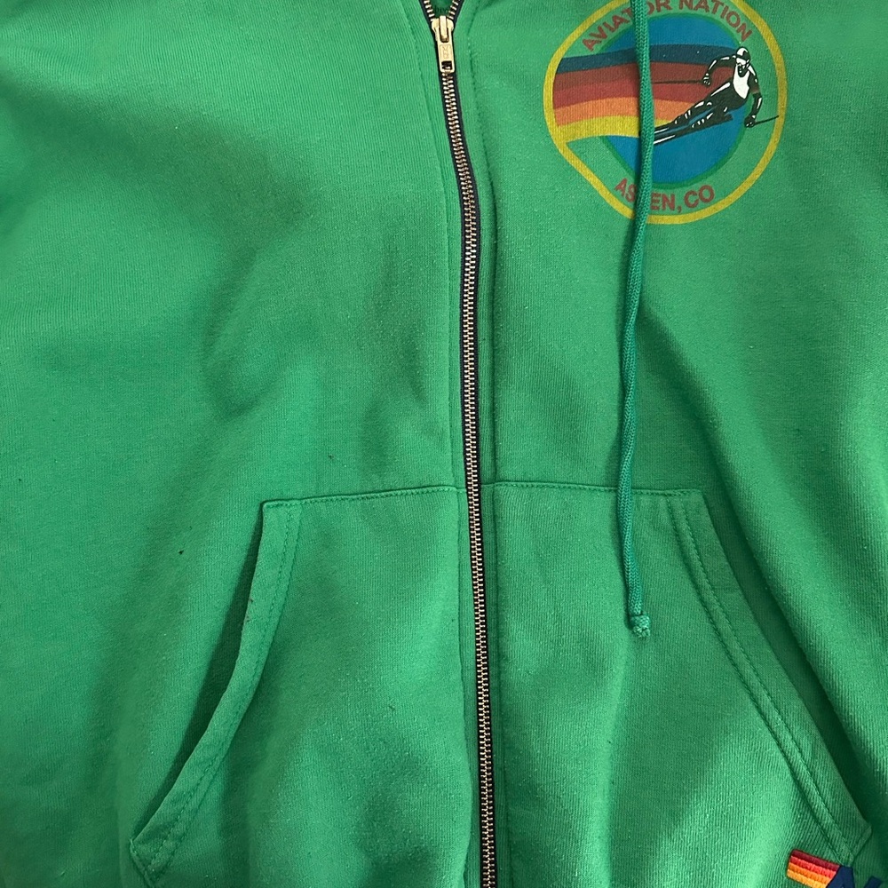 aviator nation green zip up jacket